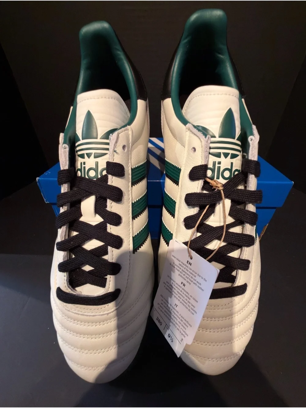 Adidas Samba Classic Sneakers in White with Teal Stripes 10M